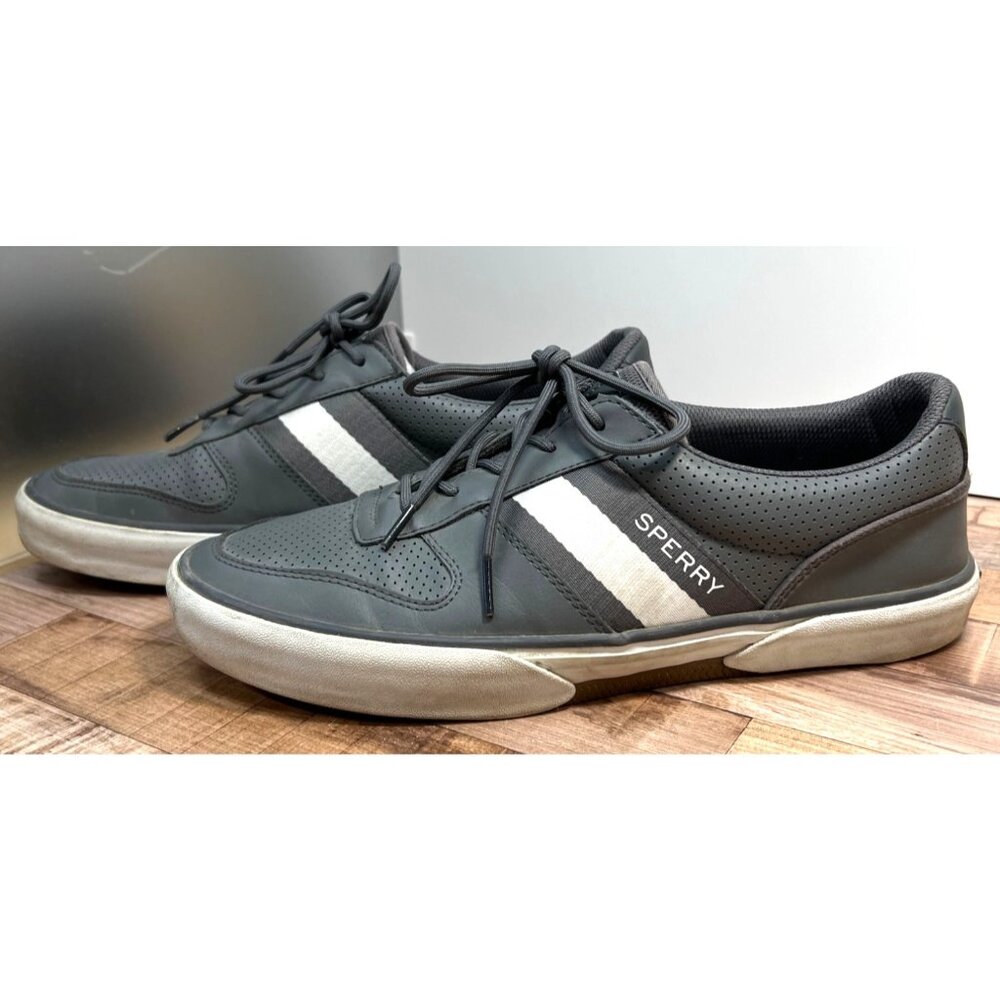 Sperry Mens Memory Foam Gray & White Sneakers 11.5
